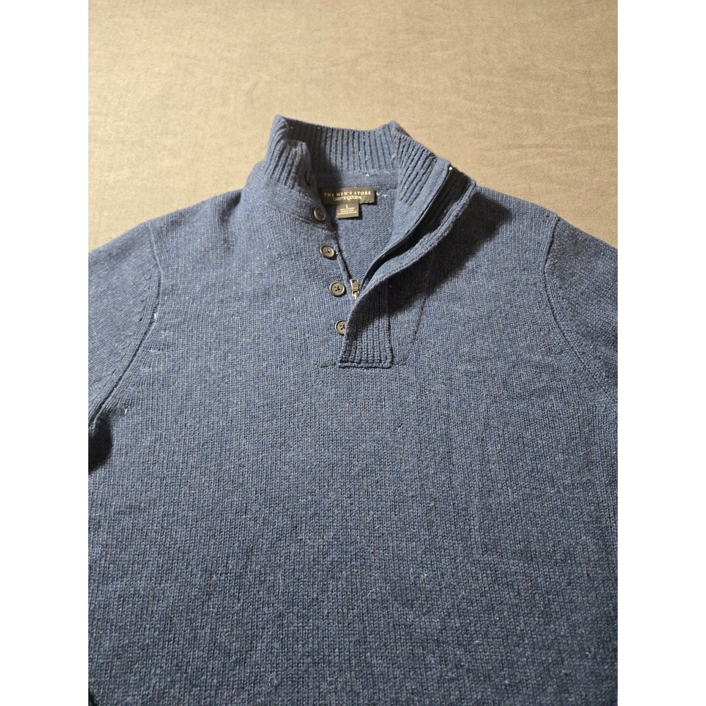 Bloomingdale's The Men's Store Cashmere Sweater Mens L Blue Quarter Zip Mock